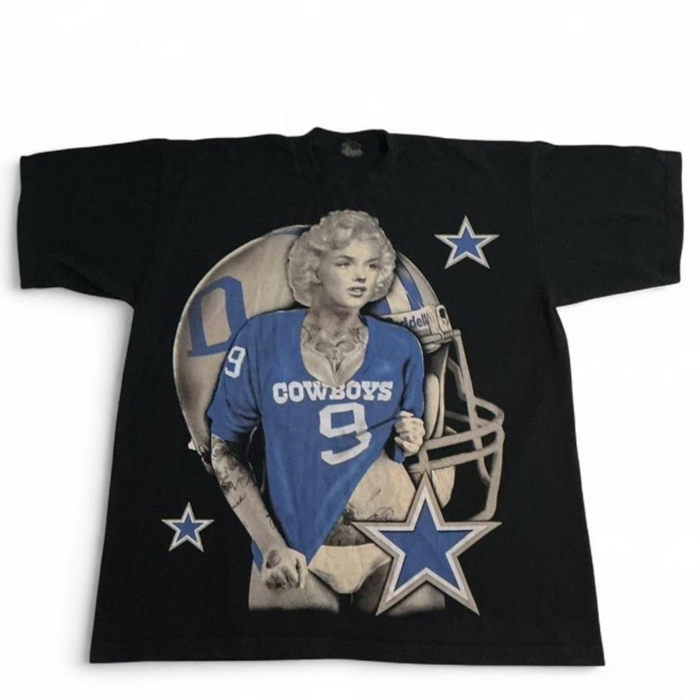 Pro Tag Graphic T-Shirt Men 2XL Black Excellent Marilyn Monroe Dallas Cowboys